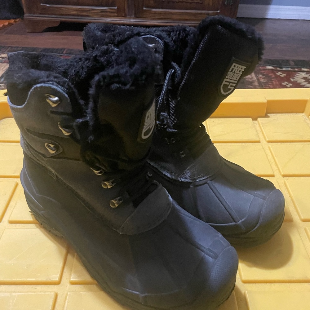 Black Winter Boots with Fur Lining